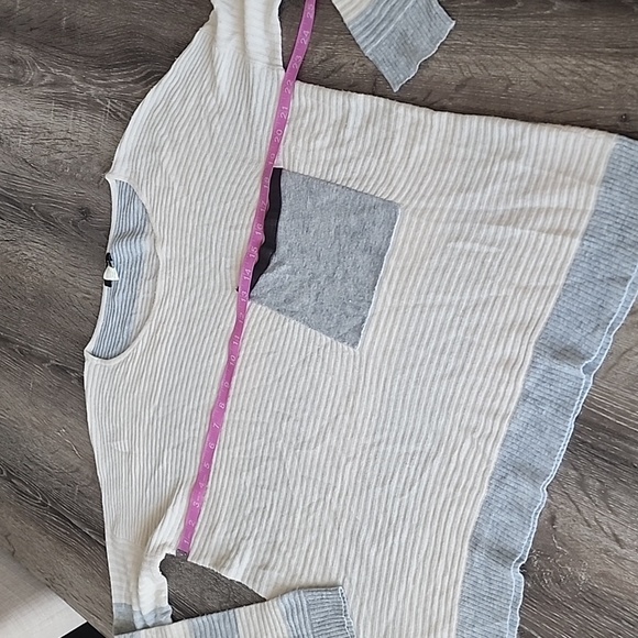 KERISMA Colorblock Mixed Stripe Pocket Front Dropped Shoulder Knit Sweater S/M - Picture 6 of 7